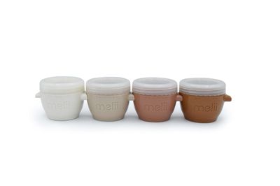 melii Snap &amp; Go Baby Food Storage Containers with lids, Snack Containers, Freezer Safe, 4 oz - 4 Pack, Neutrals