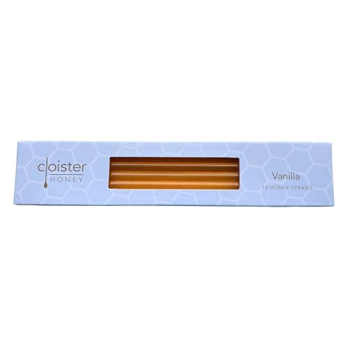 Cloister Honey Straws - Vanilla Infused (Pack of 12)  Pure and All Natural Honey Straw Sticks  Made in the USA  Healthy Snacks for Kids and Adults  Gluten Free