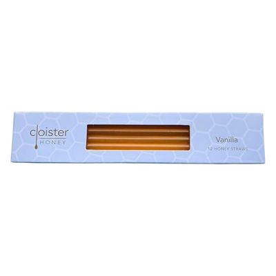 Cloister Honey Straws - Vanilla Infused (Pack of 12)  Pure and All Natural Honey Straw Sticks  Made in the USA  Healthy Snacks for Kids and Adults  Gluten Free