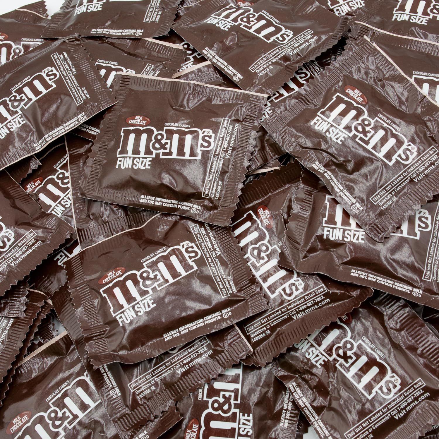 M&amp;M Bulk Chocolate Candy Packs Fun Size - 50 Pack Milk Chocolate Individually Wrapped Bags Original For Party Favor, Snacks &amp; Treats