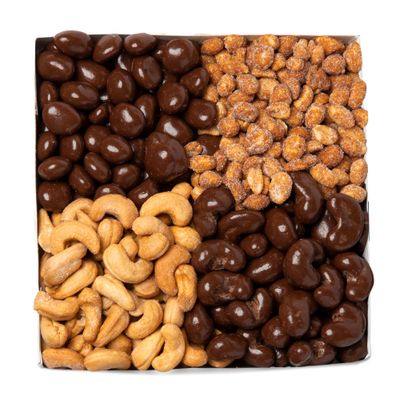 Nuts.com - Sweet and Salty Gift Tray for Spring, Mother&#39;s Day and Festive Gifts - Healthy Snack Sampler Box, 1.25 Lbs of Roasted Cashews, Peanuts, Chocolate-Covered Raisins