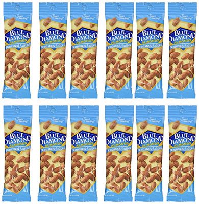 Blue Diamond Almonds, 1.5oz tubes, Roasted Salted, 12 ea