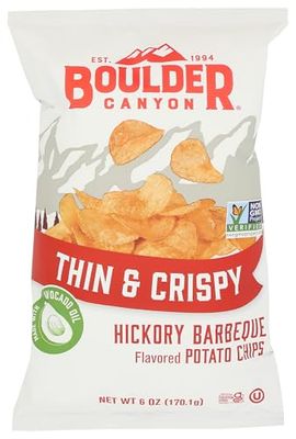 BOULDER CANYON Thin &amp; Crispy Hickory BBQ Potato Chips, 6 OZ