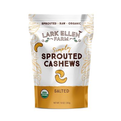 Lark Ellen Farm Sprouted Organic Certifed Cashews Unsalted - 10 oz Bag, Non GMO, Keto Snacks, Paleo, Gluten Free, Vegan, Organic, Plant Based, High Protein, Low Glycemic Index, Peanut Free Facility