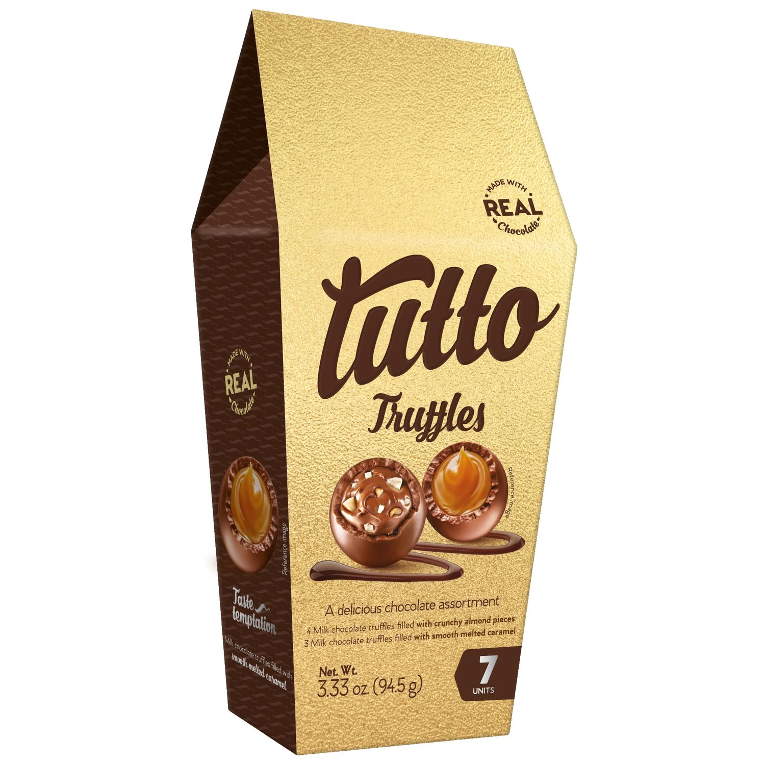 Tutto Chocolate Truffles Selection, 7 Pieces per Box, 3.33 oz, Pack of 3