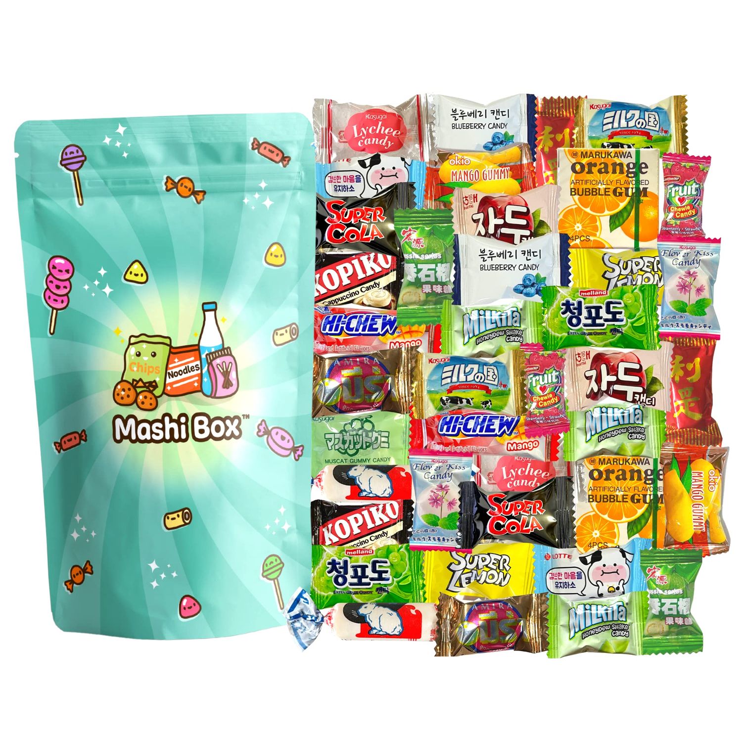 Mashi Box Asian Candy Mystery Variety Pack  40 PCS  Mix of Japanese/Chinese/Vietnamese/Korean/Indonesia/Thai Candy and more!