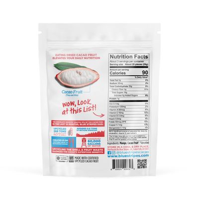 Blue Stripes Dried Mango  Cacao Superfruit Gummies, 3.2oz