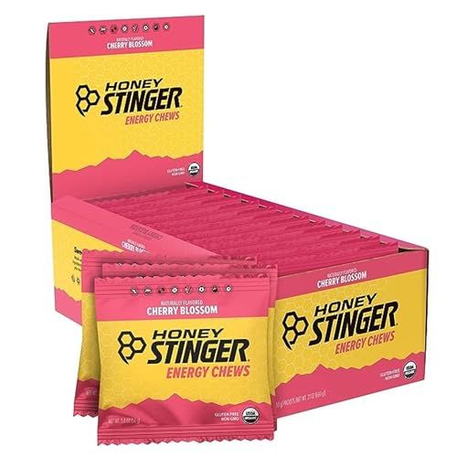 Honey Stinger Organic Cherry Blossom Energy Chew  Gluten Free &amp; Caffeine Free  for Exercise, Running and Performance  Sports Nutrition for Home &amp; Gym, Pre and Mid Workout  12 Pack, 21.6 Ounce