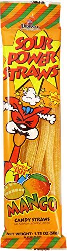 Sour Power Candy Straws, Mango, 1.75 oz (Pack of 24)