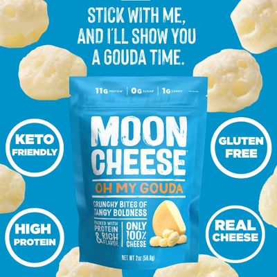 Moon Cheese Oh My Gouda Cheese Bites, 2 Ounce, 3-Pack, Crunchy, Packed With Protein &amp; Calcium, Keto, Gluten Free
