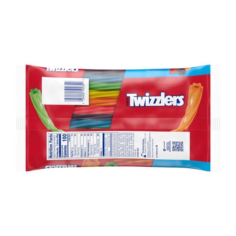 TWIZZLERS Twists Rainbow Flavored Licorice Style, Low Fat Candy Bag, 12.4 oz