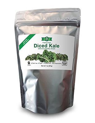 BioTree Labs Freeze Dried Kale - Pack of 1 oz, 100% Natural Healthy Snacks  Great for Hiking, Backpacking, Adding to Pasta or Broths in Cooking  NO Added Sugar or Preservatives, Gluten Free