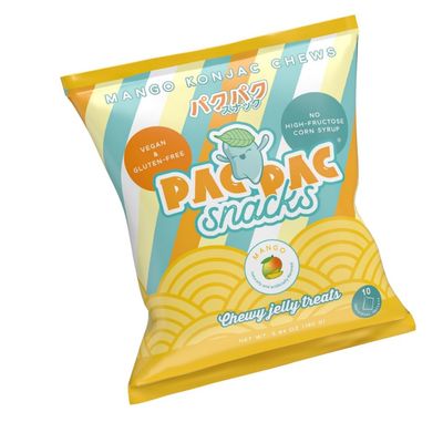 Mango Konjac Chews  Premium Konjac Jelly Treats  10 Sachets per Bag  Vegan, Gluten-Free, Low-Calorie  Crafted in Japan  Only 4g Sugar, 0g Fat per Serving  Refreshing Fruit Snack for Weight Management