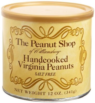 The Peanut Shop of Williamsburg Unsalted Williamsburg Virginia Peanuts, Non-Gmo Handcooked Salt Free - 10.5 Oz Tin