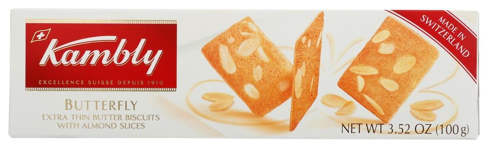 Kambly Butterfly Delicately Thin Butter Almond Biscuits , Snack , Crackers ,Wafer, 100g By Thaidd