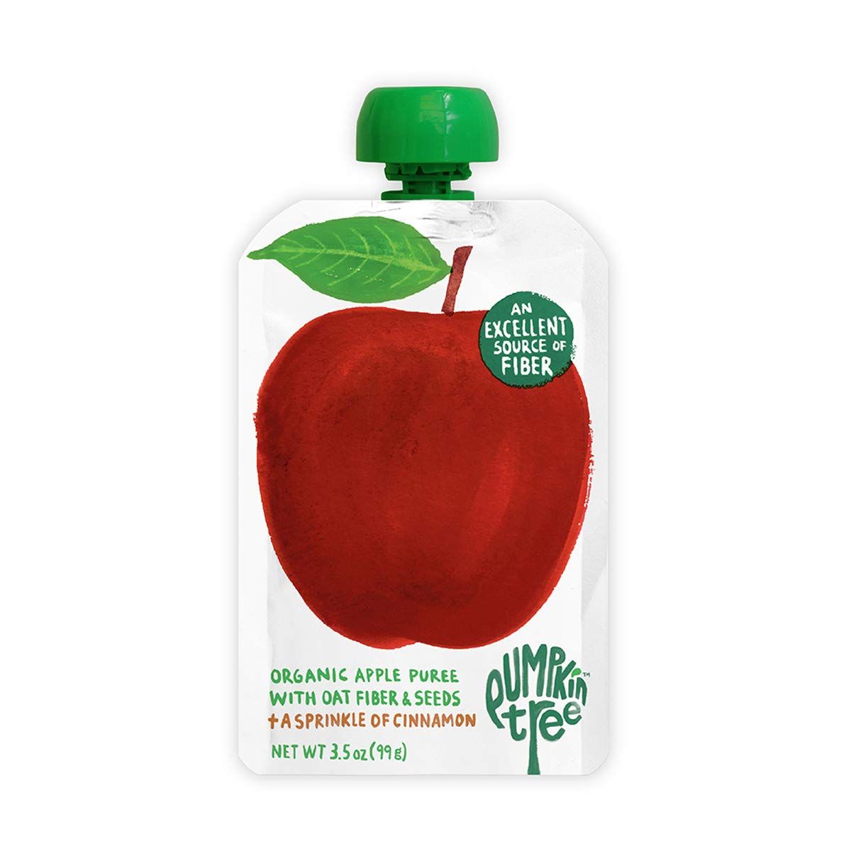 Pumpkin Tree Organics Fruit Snack Pouch, Apple  Fiber  A Sprinkle of Cinnamon, 3.5 Ounce (Pack of 10)
