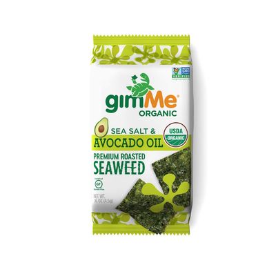 Gimme Seaweed Organic Roasted Seaweed Keto, Vegan, Gluten Free - Great Source of Iodine and Omega 3s Healthy On-The-Go Snack for Kids & Adults Sea Salt & Avocado Oil 48 Count (Pack of 8)