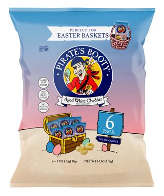 Pirate&#39;s Booty Aged White Cheddar Cheese Puffs, 6pk of 1oz Individual Easter Snack Size Bags, Gluten Free, Healthy Kids Snacks, Easter Snacks
