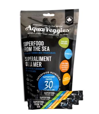 Aqua Veggies Organic Atlantic Dulse Superfood Hand-Harvested, Sun-Dried Bay of Fundy, Excellent Source of Vitamins B6, B12, Iron, Iodine, 30 Individual Packs (Seaweed Snacks, 90 Grams)