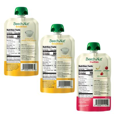 Beech-Nut Toddler Food Breakfast Pouches Variety Pack, NEW Breakfast Favorites Fruit &amp; Yogurt Purees Variety Pack, 3.5 oz (18 Pack)