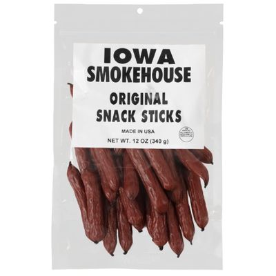 IOWA SMOKEHOUSE Snack Sticks, Original - Smokey Snack Stick - Gluten Free - Resealable Bag &amp; Ready to Eat, Made with all USA Beef &amp; Pork - 12 oz