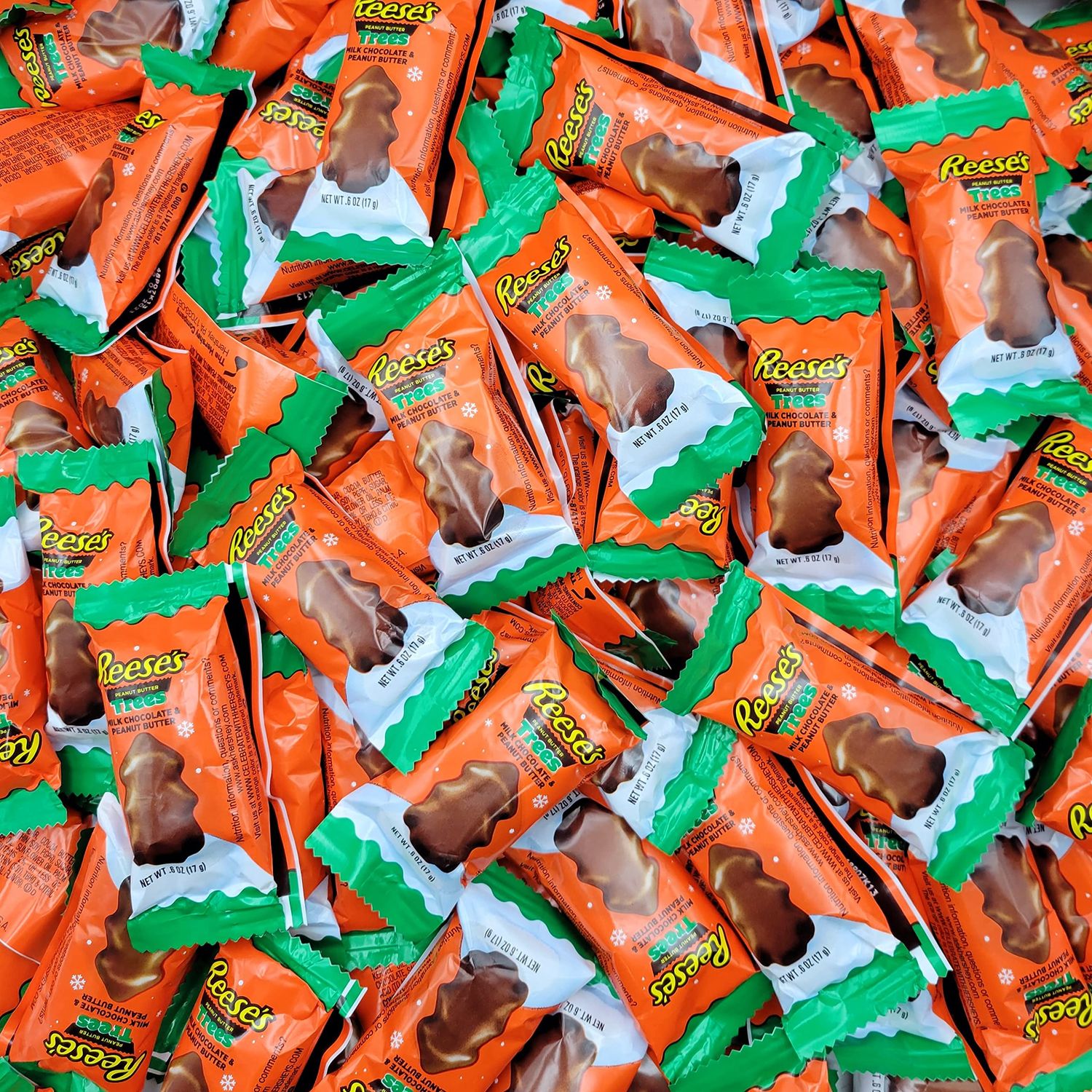 ReesesTrees Milk Chocolate Peanut Butter Snack Size Trees 0.6oz Individually Wrapped Christmas 2 Pound Bulk Pack of Holiday Candy