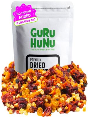 GURU HUNU Dried Fruit Mix, From Mediterranean, Healthy Snacks, No Sugar Added, Chemical Free, Diced and Dehydrated Fruit Medley For Cake, Snacks For Trail or Oatmeal, Ever day Use, Trail Mix (2lb)
