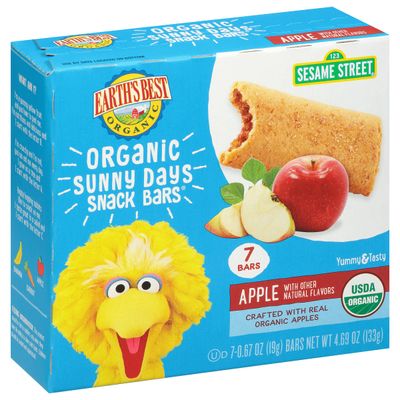 Earth&#39;s Best Organic Sunny Days Snack Bars for Toddlers 2 Years Old and Up, Apple Flavored with Other Natural Flavors, 7 ct