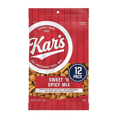 Kars Nuts Sweet N Spicy Trail Mix, 6 oz Individual Snack Packs - Bulk Pack of 12, Gluten-Free Snack Mix