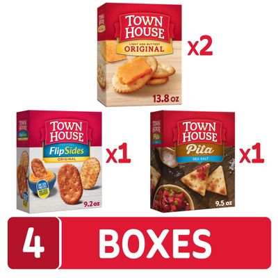 Town House Crackers, Party Snacks, Variety Pack (4 Boxes)