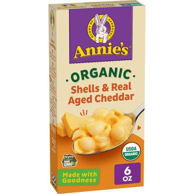 Annies Shells Real Aged Cheddar Organic Mac and Cheese Dinner with Organic Pasta, 6 OZ