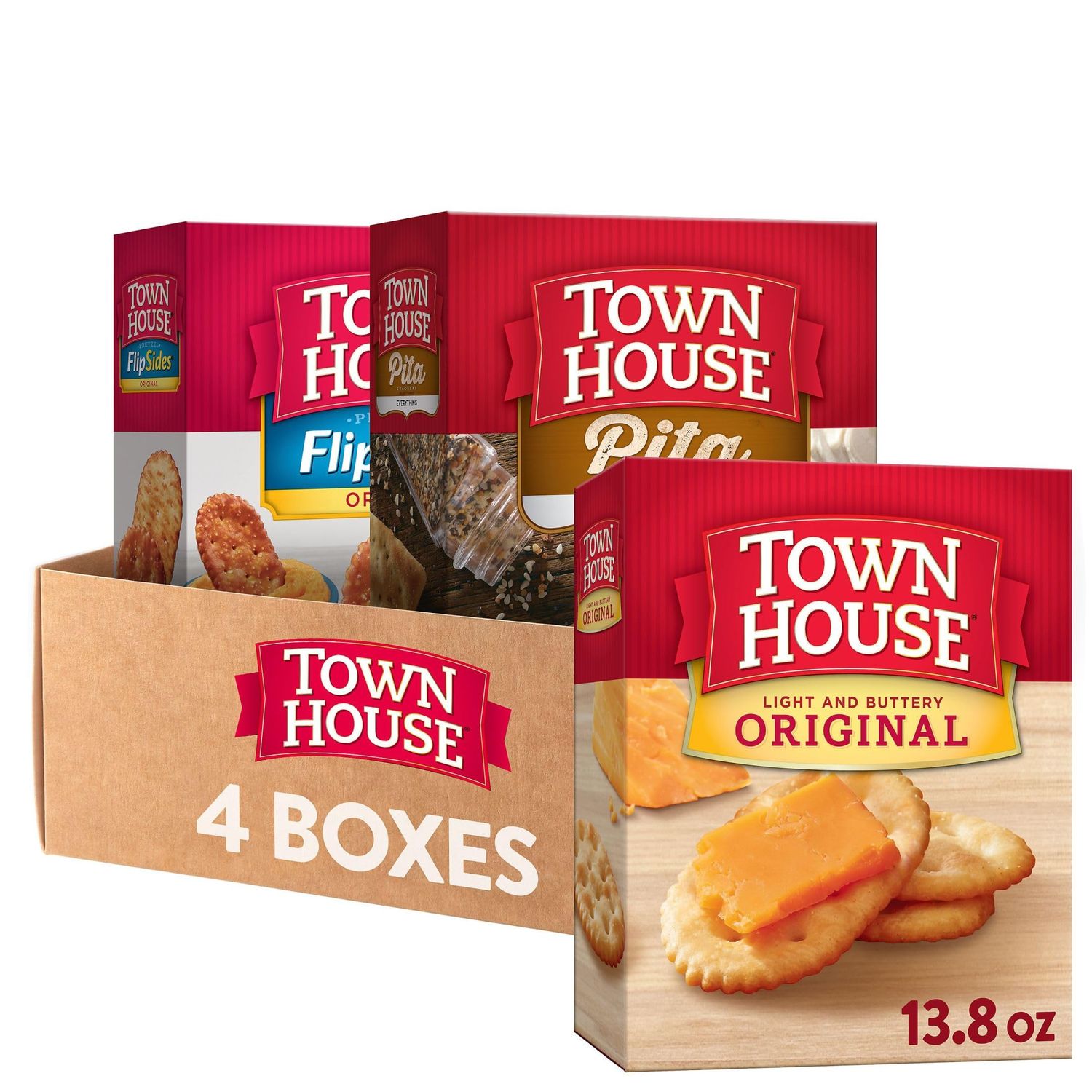 Town House Crackers, Party Snacks, Variety Pack (4 Boxes)