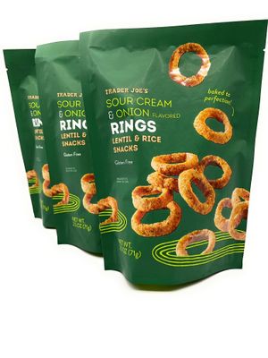 Generic Sour Cream &amp; Onion Flavored Rings, Lentil &amp; Rice Snacks, Gluten Free by Trader Joes (2.5 Oz) Each - Pack of 3