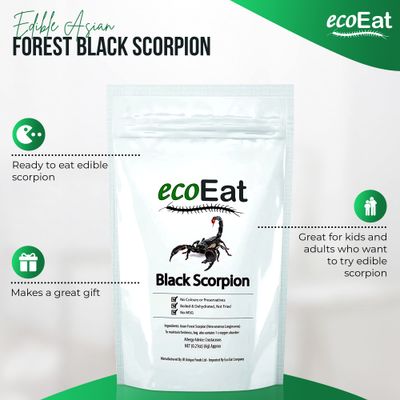 ecoEat Edible Asian Forest Black Scorpion - Edible Bugs Edible Dehydrated Asian Forest Black Scorpion - Snack Food Gifts