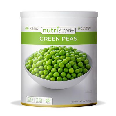 Nutristore Freeze Dried Green Peas  Vegetables for Healthy Snack or Long Term Storage  Emergency Survival Canned Food Supply  Bulk 10 Can Veggies  25 Year Shelf Life  20 Servings, 18.3 oz