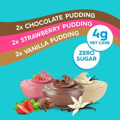 Simply Desserts Vanilla, Strawberry & Chocolate Instant Pudding, Sugar-Free, Variety 12-Pack - Healthy Dessert, Keto Snacks, Vegan & Diabetic-Friendly, Kosher, 1.7 Oz Ea