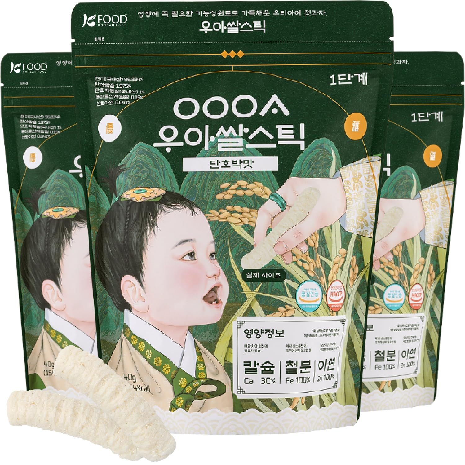 Korean Food OOOA BROWN RICE STICK Sweet Pumpkin 40g3Pack - Baby &amp; Toddler Healthy Snack, No Additives, No Sugar, No Salt, ,