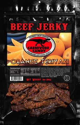 3 Set- Carnivore Candy Beef Jerky Three Pack (Three 3oz Bags) (Orange Teriyaki)