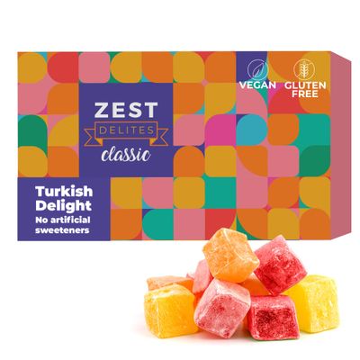 Turkish Delights Candy by Zest Delites, Easter Basket Stuffers, Assorted Flavored Turkish Delight Gift Box, 8.8 Oz Lokum, Food Gifts, Vegan Snacks Box, Gluten-Free Sweets, Traditional Taste