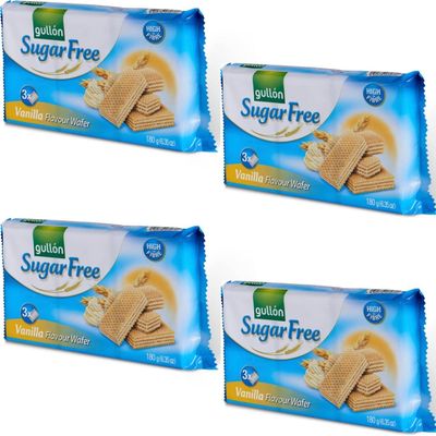 4 x 180g Vanilla Flavour Wafer Cookies Biscuits Sugar Free