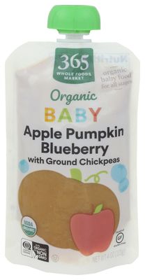 365 by Whole Foods Market, Baby Food Apple Pumpkin Blueberry Chickpea Organic, 4 Ounce