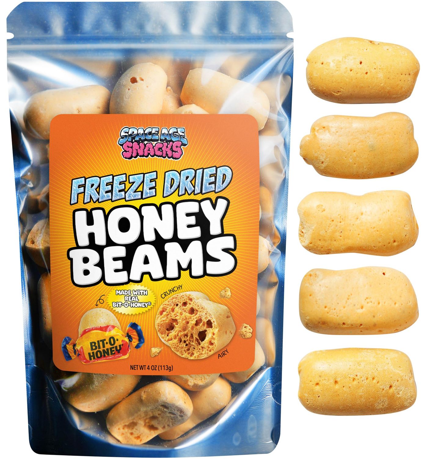 Freeze Dried Honey Beams with Real Bit-O-Honey - 4 Ounces of Premium Freeze Dried Candy Freeze Dried Bit O Honey Candy Shipped in Box for Extra Protection - Freeze Dry Candy for All Ages