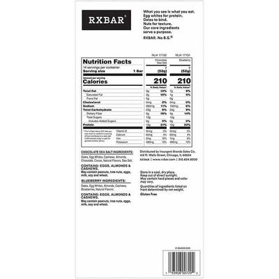 RXBAR Protein Snack Bars, All Natural Ingredients, Chocolate Sea Salt and Blueberry, 14-count,