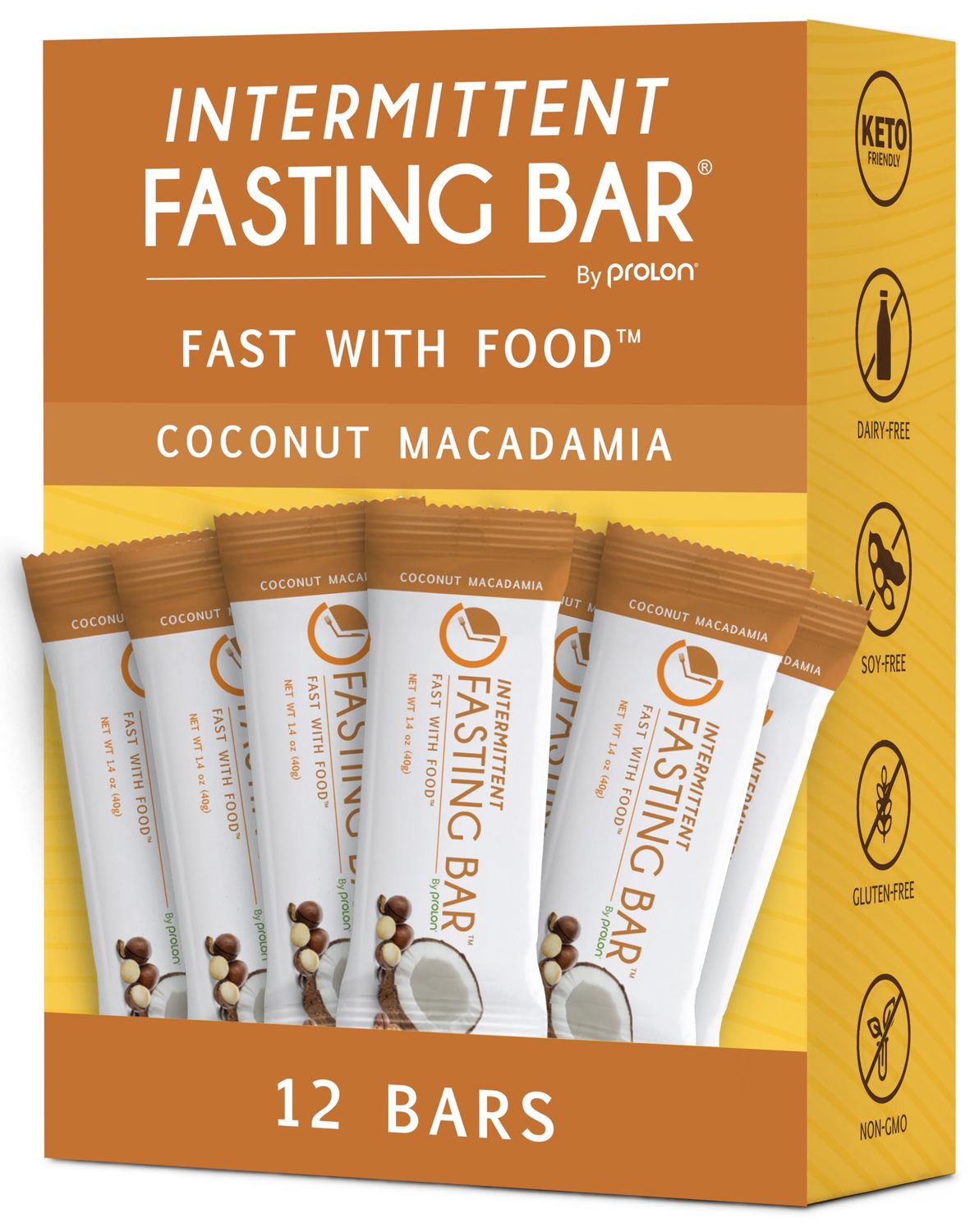 Prolon Fast Bars  Keto, Gluten Free, Dairy Free, Plant Based Protein, Intermittent Fasting Bars  Developed to Not Break Your Fast  Coconut Macadamia Nut, 12 Ct