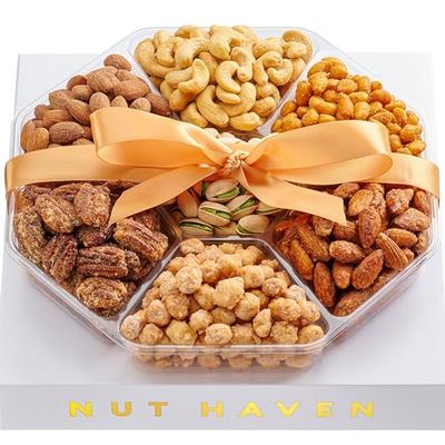 Nuts Gift Basket - Assortment of Sweet &amp; Roasted Salted Gourmet Nuts - Assorted Food Gift Box for Christmas, Thanksgiving, Fathers Day, Mothers Day, Family, Sympathy, Men &amp; Women.