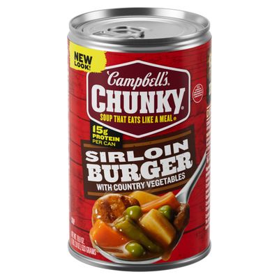 Campbells Chunky Soup, Sirloin Burger With Country Vegetables Beef Soup, 18.8 oz Can