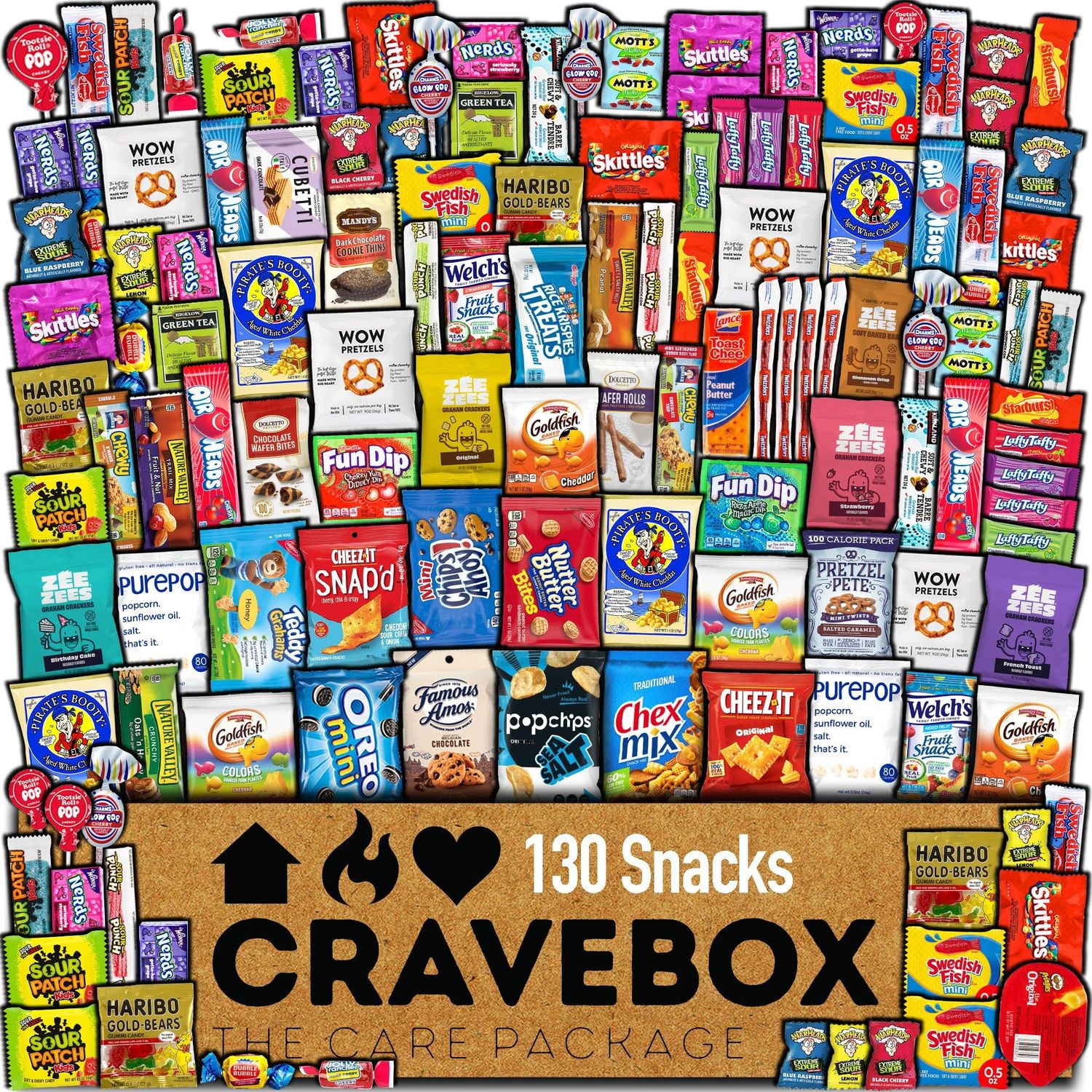 CRAVEBOX 130ct Snack Box Snacks Variety Pack for Adults - Easter Gift Basket - College Back to School