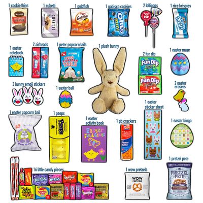 Purple Easter Basket for Kids and Adults (45ct) Already Filled Easter Gift Basket with Plush Easter Bunny, Candy, Snacks, and Treats - Boys, Girls, Grandchildren, Young Children, Toddlers, Men, Women