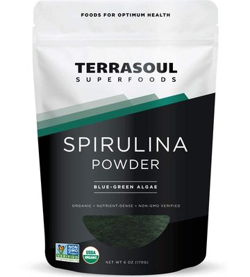 Terrasoul Superfoods Organic Spirulina Powder, 6 Oz, Vegan Protein, Green Superfood Boost for Smoothies, Detoxifying Elixirs, and Immune Support