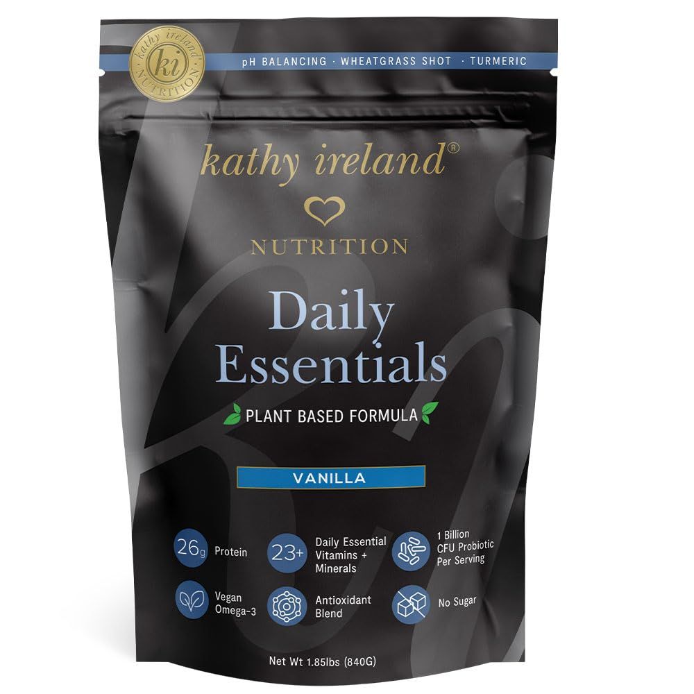 AMAXI Kathy Ireland Nutrition Daily Essentials Plant-Based Protein Powder for Women, 26g Vegan Protein, Lean Meal Replacement - Vanilla